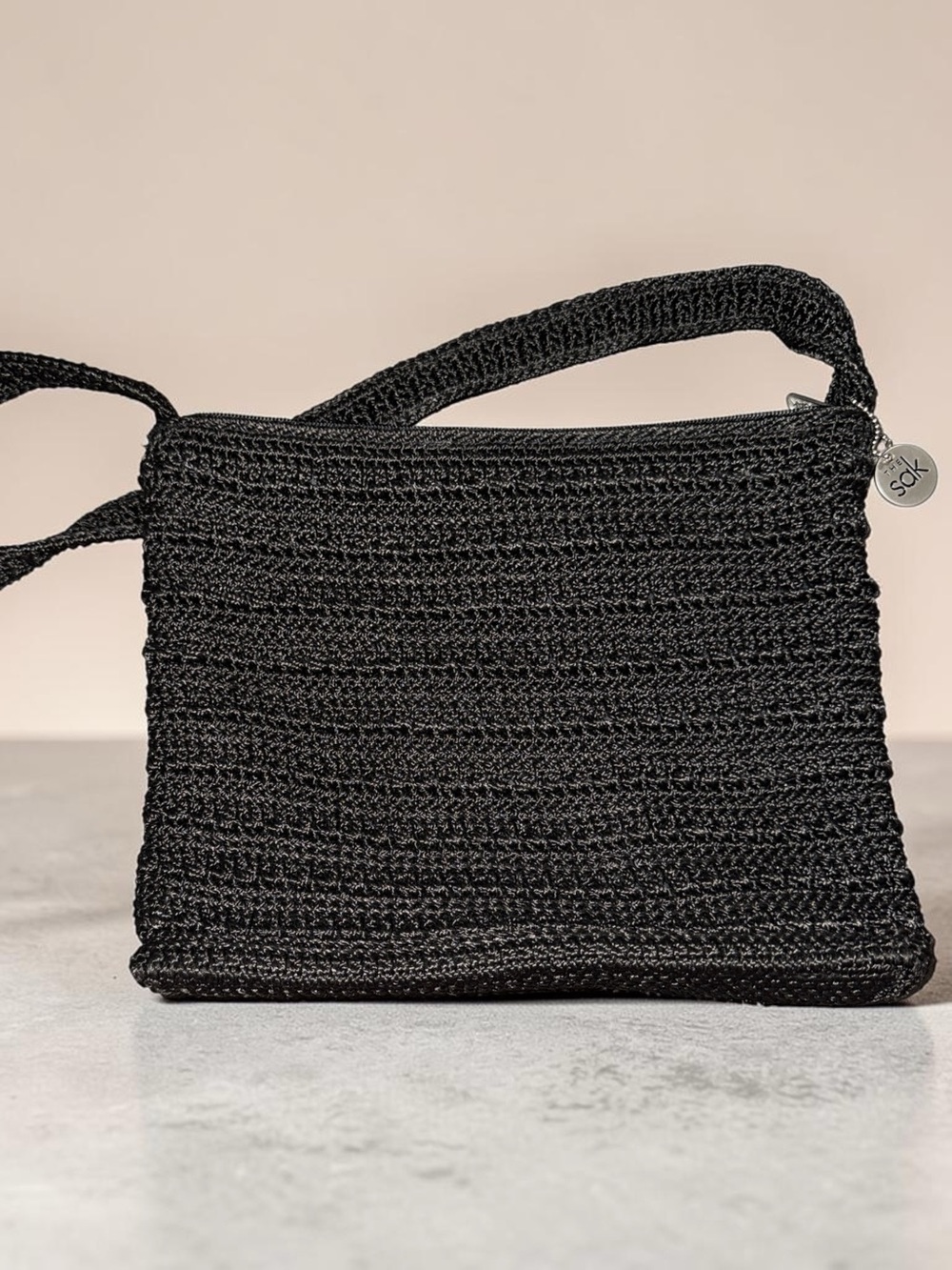 The Sak Black Crochet Shoulder Bag
